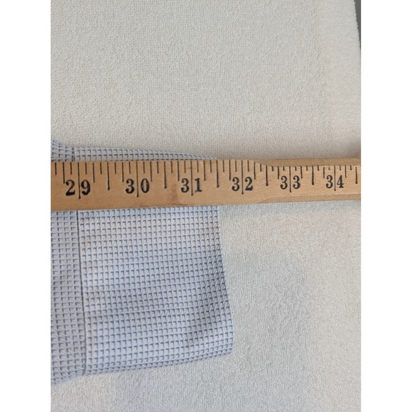 TWILLORY Mens Tailored Fit Non Iron Dress Shirt Light Blue Check 17 34/35 - Picture 9 of 11